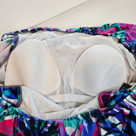 Swim Solutions Waist Minimizer Off the Shoulder One Piece Swimsuit Women's 18 - Picture 4 of 11